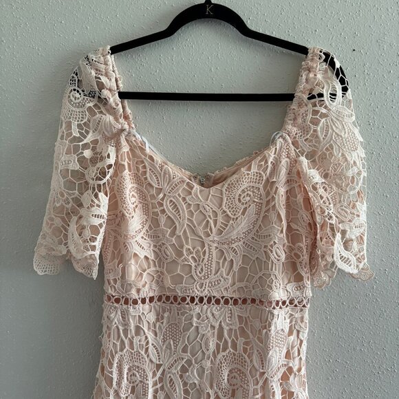 NWT Lulus Briarwood Blush Pink Lace Ruffled Midi Dress - Picture 5 of 10